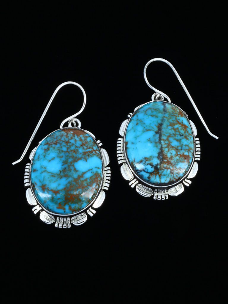Native American Jewelry Cloud Mountain Turquoise Dangle Earrings - PuebloDirect.com