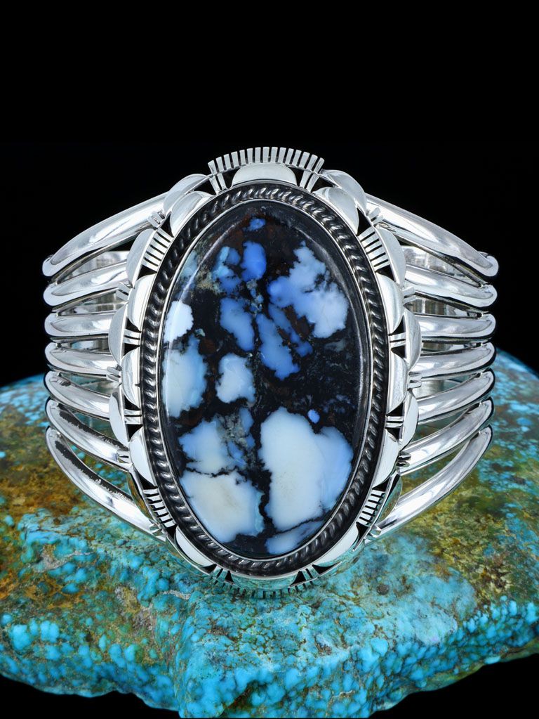 Native American Wild Blue Sterling Silver Cuff Bracelet - PuebloDirect.com