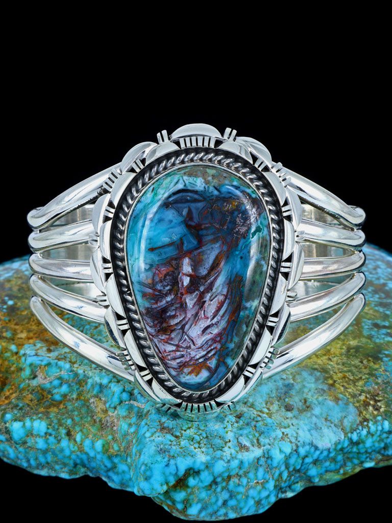 Native American Copper Chalcedony Sterling Silver Cuff Bracelet - PuebloDirect.com