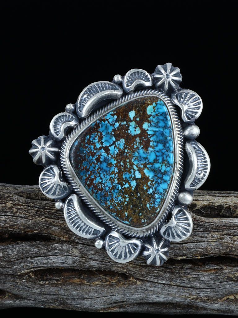 Natural Cloud Mountain Turquoise Ring- Adjustable, Size 7 1/2+ - PuebloDirect.com