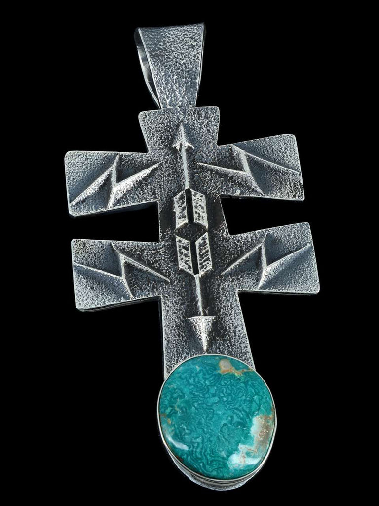 Natural Royston Turquoise Sterling Silver Sandcast Navajo Dragonfly Pendant - PuebloDirect.com