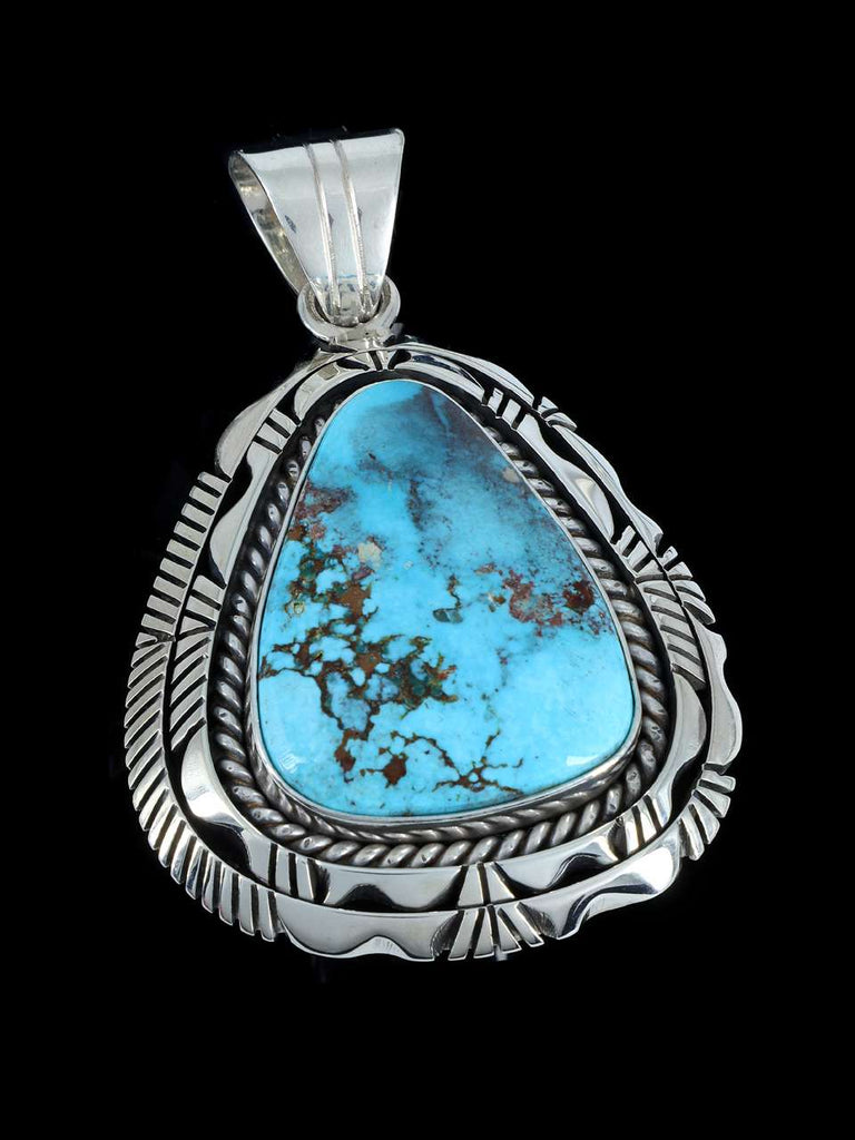 Native American Bisbee Turquoise Sterling Silver Pendant - PuebloDirect.com