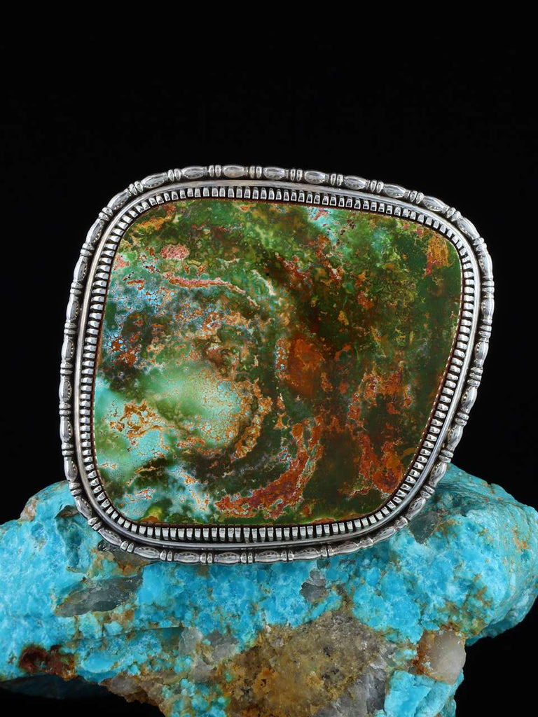 Native American Jewelry Natural Pilot Mountain Turquoise Cuff Bracelet - PuebloDirect.com