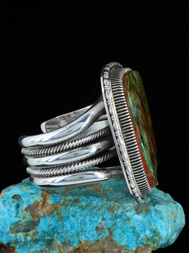Native American Jewelry Natural Pilot Mountain Turquoise Cuff Bracelet - PuebloDirect.com