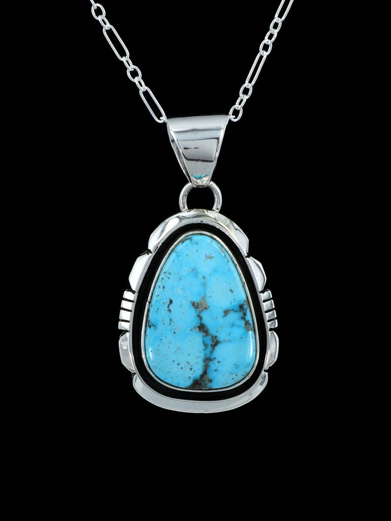 Kingman Turquoise Navajo Sterling Silver Pendant - PuebloDirect.com