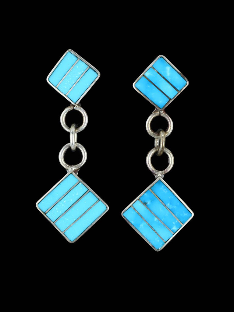Sterling Silver Turquoise Zuni Dangle Earrings - PuebloDirect.com