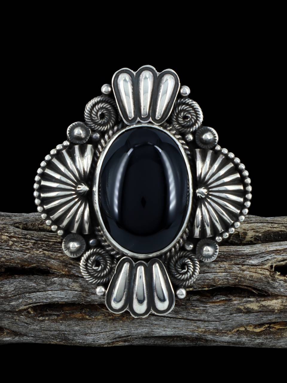 Navajo Sterling Silver & Black Onyx Ring Size 13.5 Signed – A Western  Wedding Co