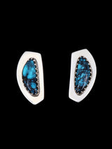 Estate Navajo Natural Cloud Mountain Turquoise Sterling Silver Necklace Set - PuebloDirect.com