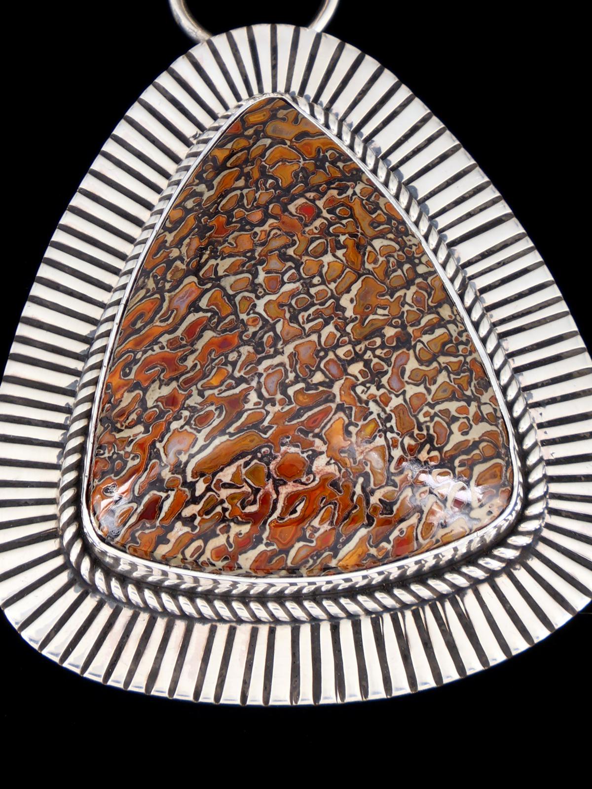 Native American Sterling Silver Cold Chisel Dinosaur Bone Pendant