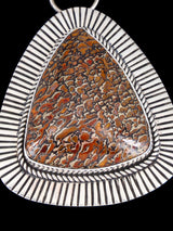 Native American Sterling Silver Cold Chisel Dinosaur Bone Pendant