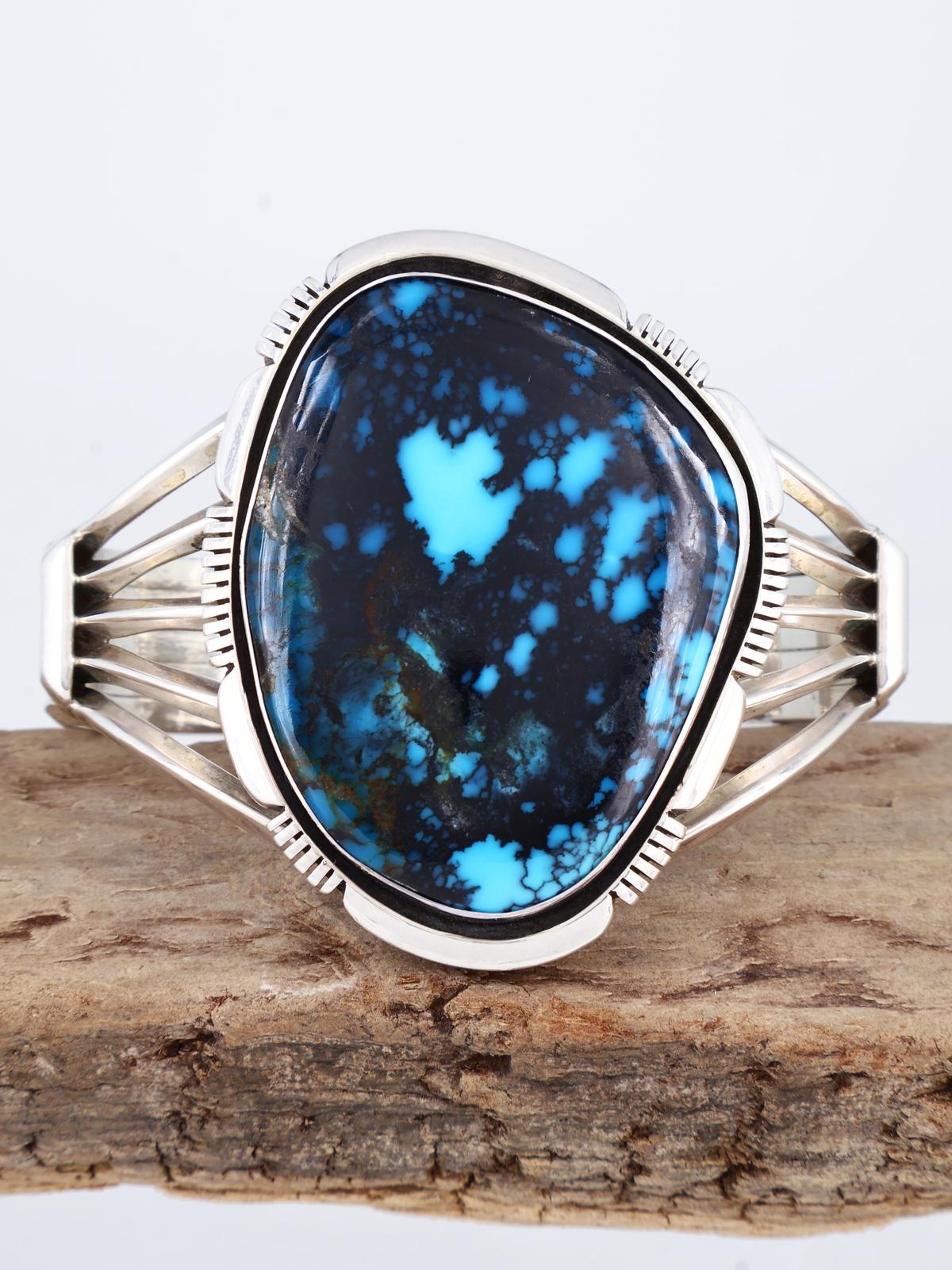 Estate Native American Sterling Silver Natural Cloud Mountain Turquoise Cuff Bracelet - PuebloDirect.com
