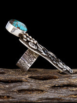 Navajo Kingman Turquoise Petroglyph Ring, Size 8 - PuebloDirect.com