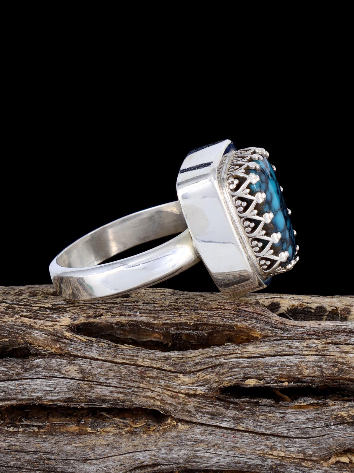 Estate Navajo Natural Cloud Mountain Turquoise Sterling Silver Necklace, Bracelet and Ring Set - PuebloDirect.com