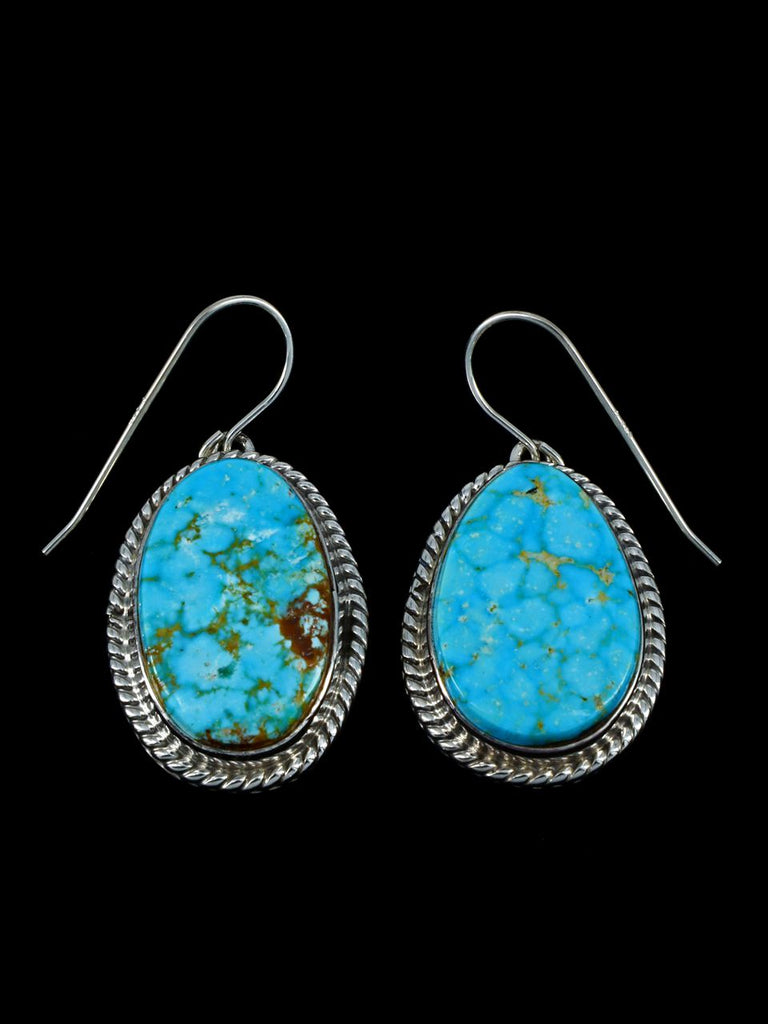 Large Native American Sterling Silver Kingman Turquoise Squash Blossom Necklace Set - PuebloDirect.com