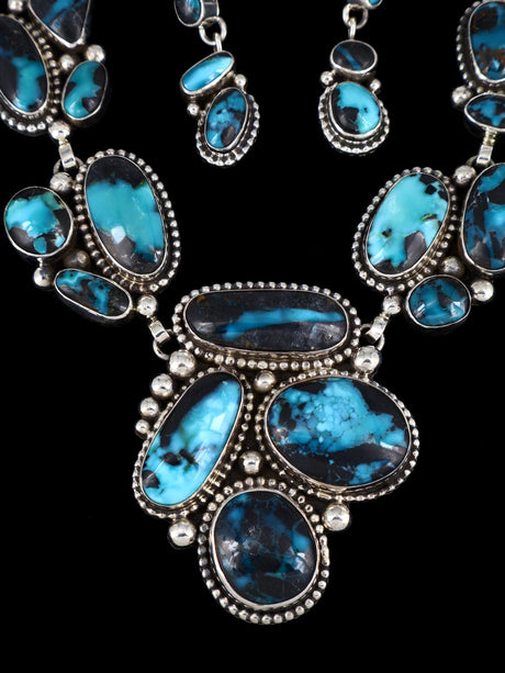 Navajo Sterling Silver Blue Moon Turquoise Lariat Y Necklace - PuebloDirect.com