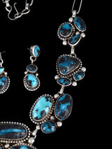 Navajo Sterling Silver Blue Moon Turquoise Lariat Y Necklace - PuebloDirect.com