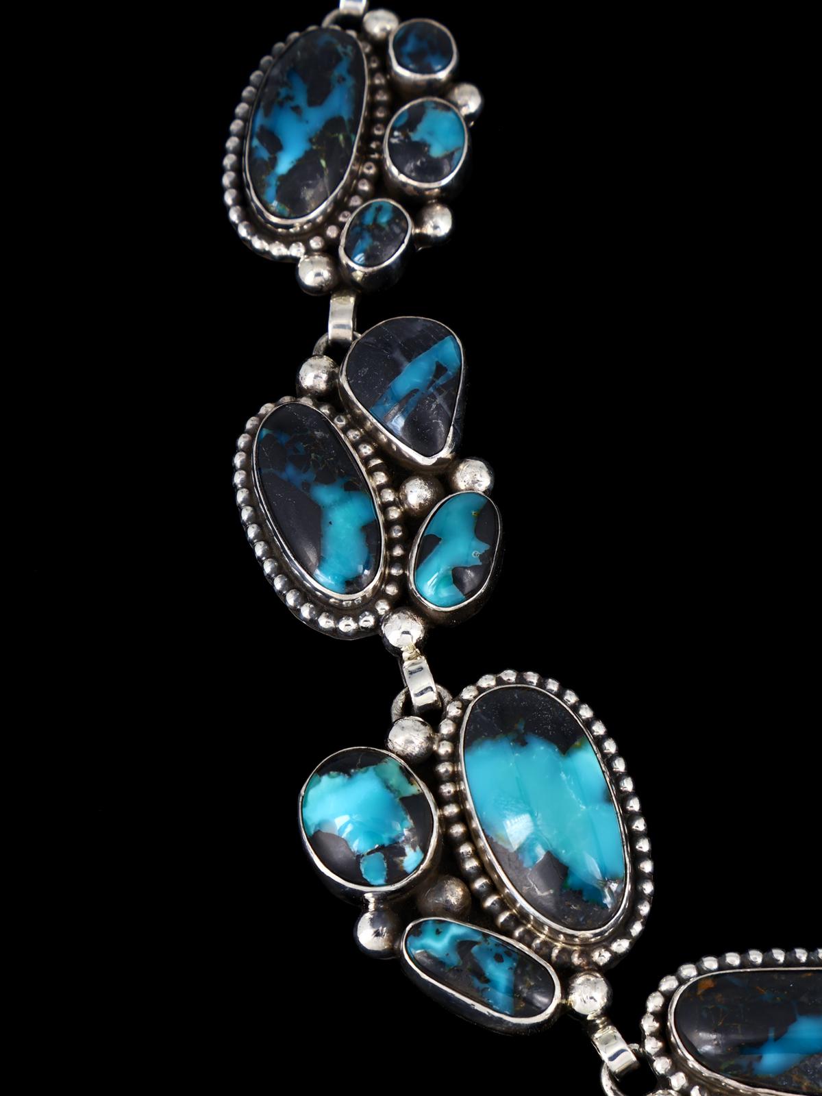 Navajo Sterling Silver Blue Moon Turquoise Lariat Y Necklace - PuebloDirect.com