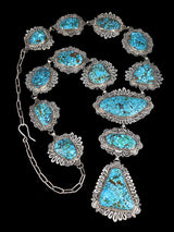 Native American Jewelry Sterling Silver Kingman Turquoise Lariat Necklace - PuebloDirect.com