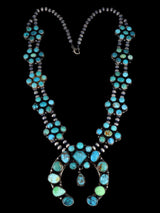 Navajo Turquoise Sterling Silver Squash Blossom Necklace - PuebloDirect.com