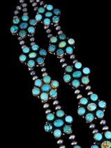 Navajo Turquoise Sterling Silver Squash Blossom Necklace - PuebloDirect.com