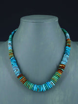 Single Strand Polychrome Graduated Turquoise Necklace
