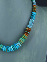 Single Strand Polychrome Graduated Turquoise Necklace