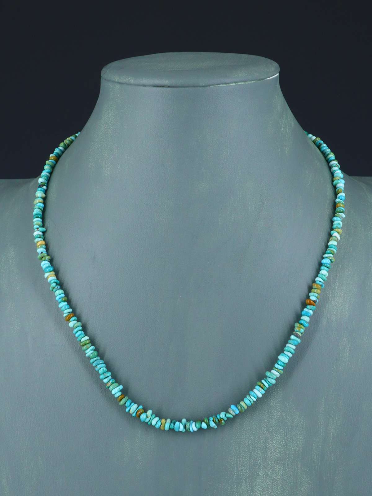 19" Single Strand Polychrome Lone Mountain Turquoise Necklace