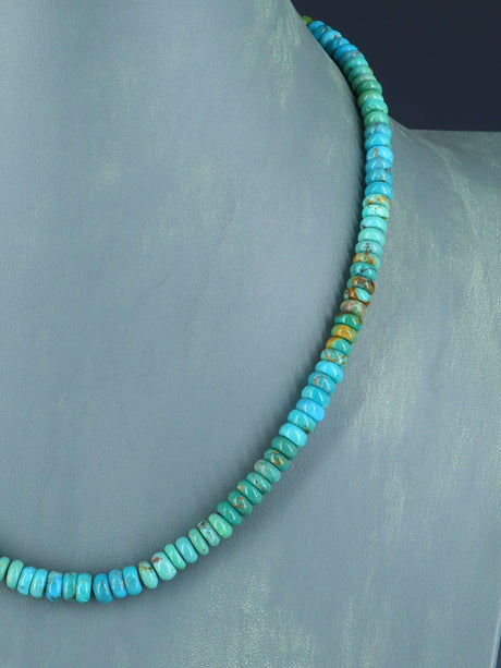 18" Navajo Single Strand Polychrome Turquoise Necklace