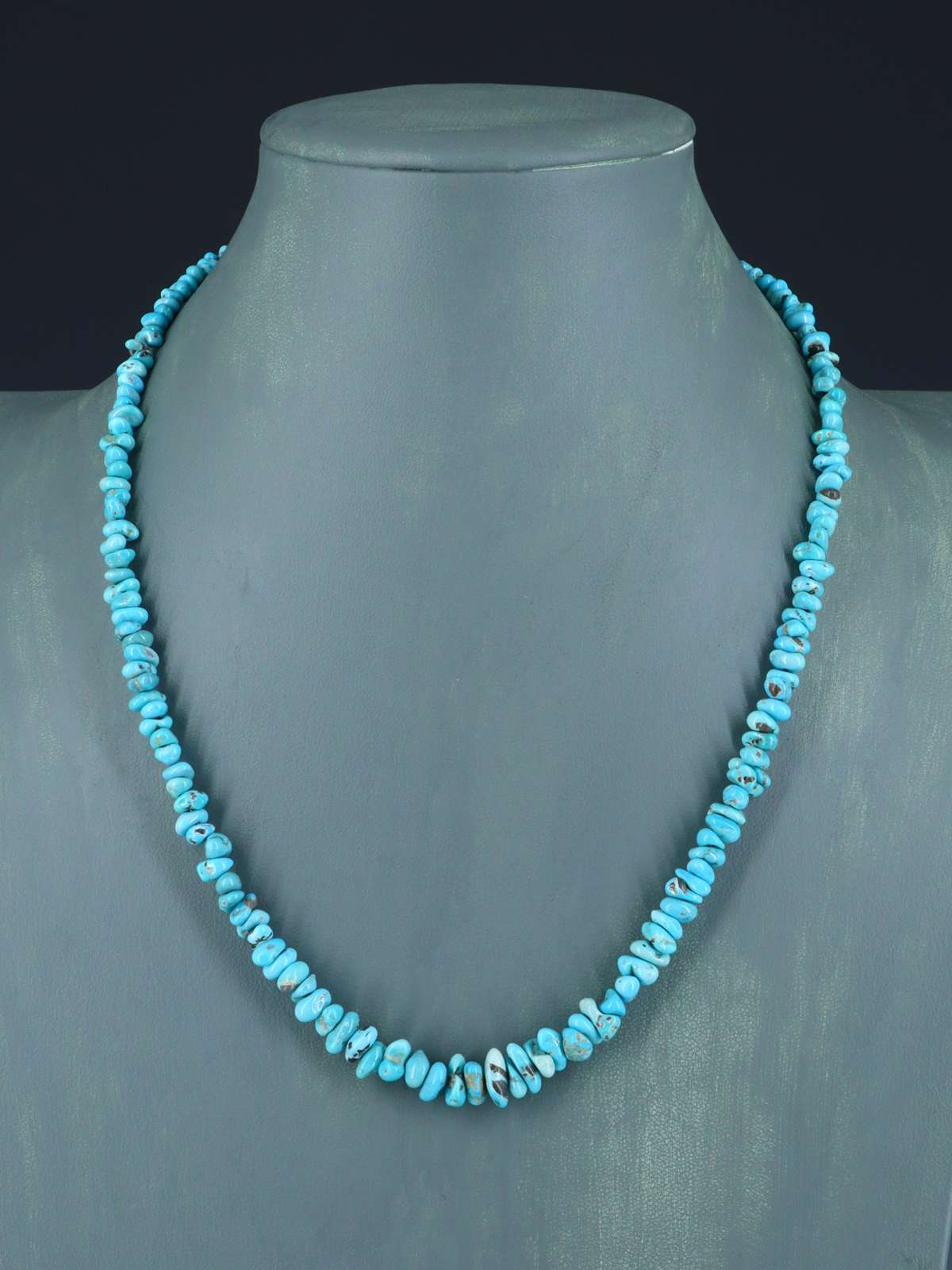 Collar de turquesa de montaña solitaria de una sola hebra de joyería nativa americana