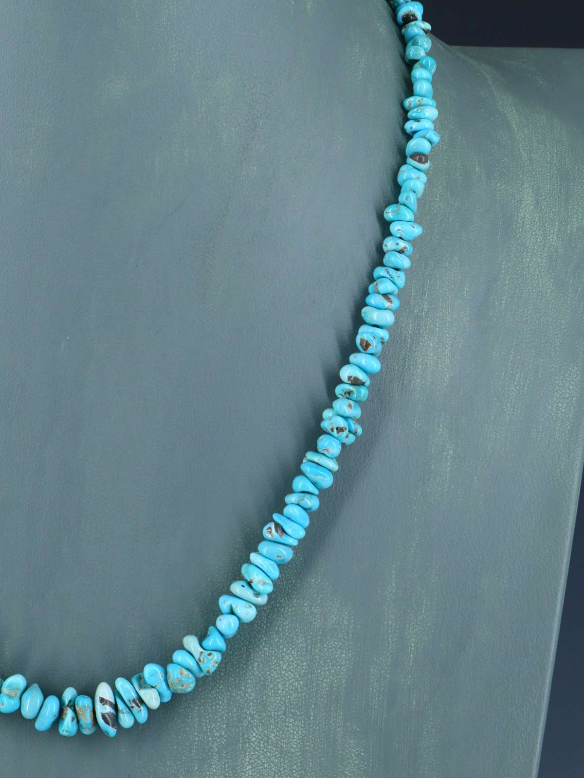 Collar de turquesa de montaña solitaria de una sola hebra de joyería nativa americana