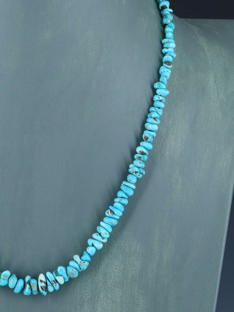 Collar de turquesa de montaña solitaria de una sola hebra de joyería nativa americana