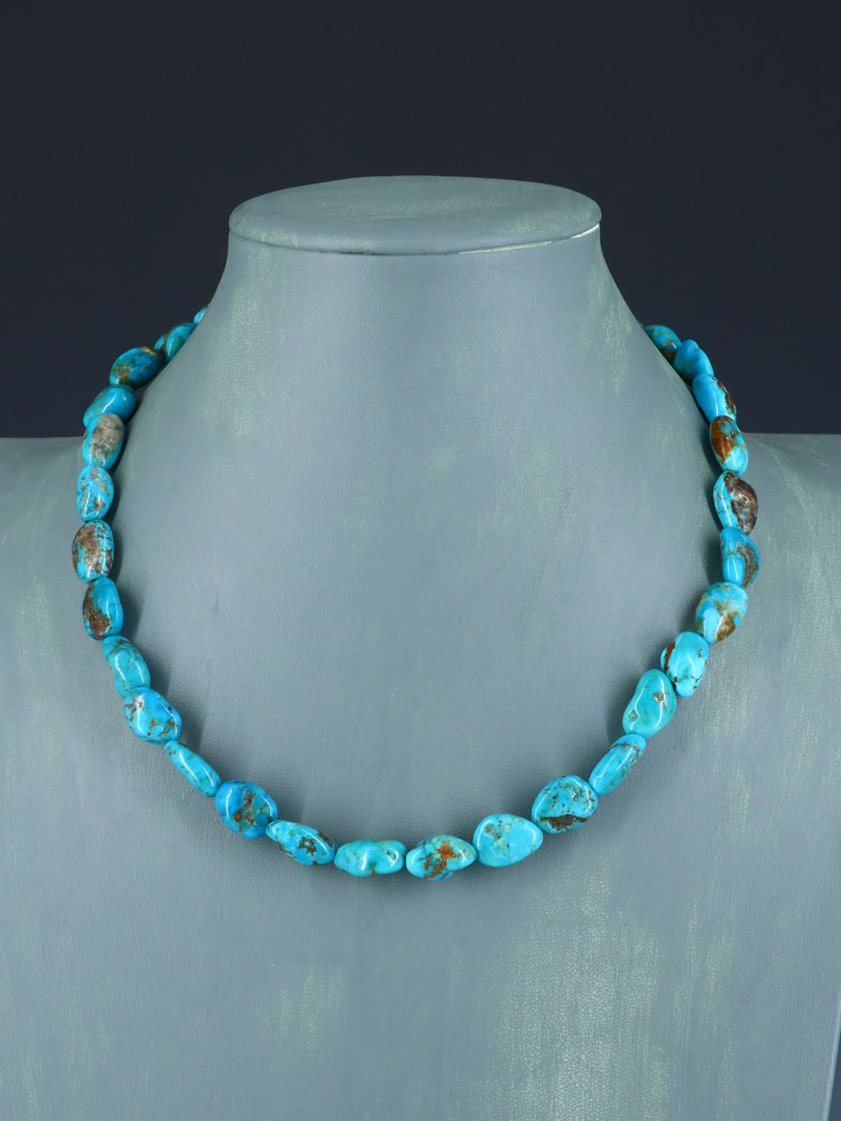 18" Navajo Single Strand Turquoise Nugget Necklace