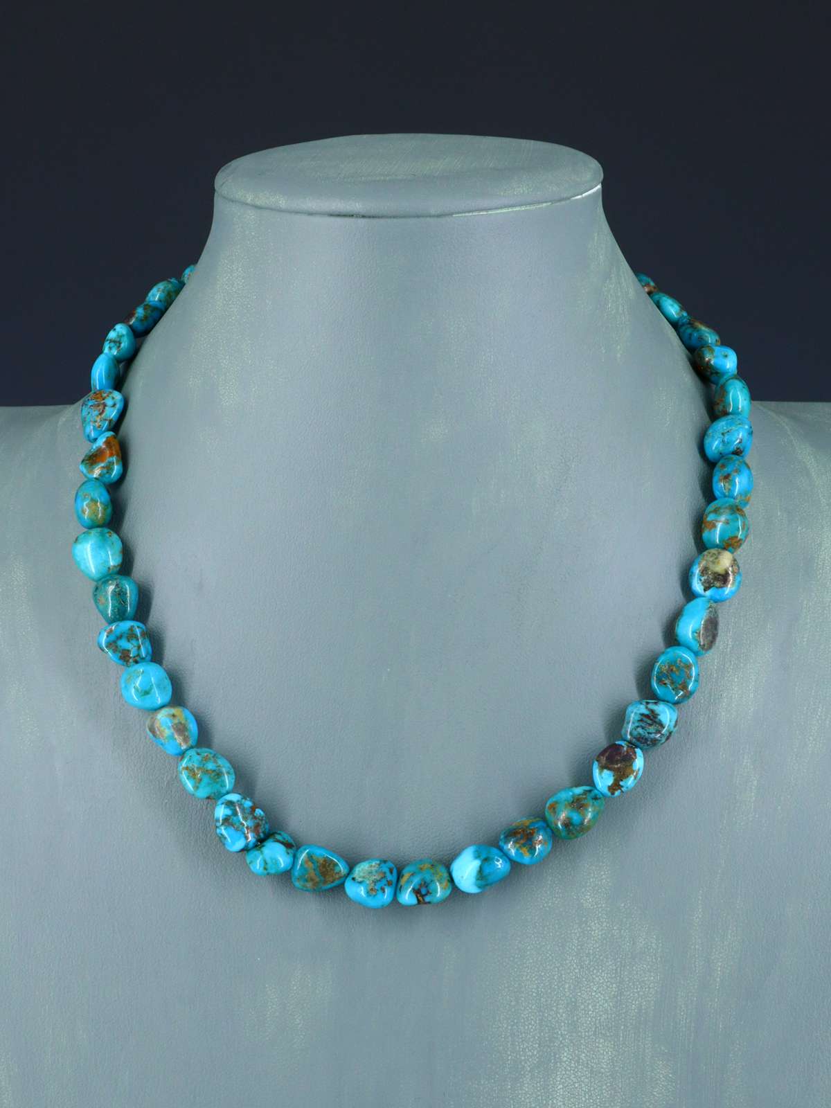 18" Navajo Single Strand Turquoise Nugget Necklace