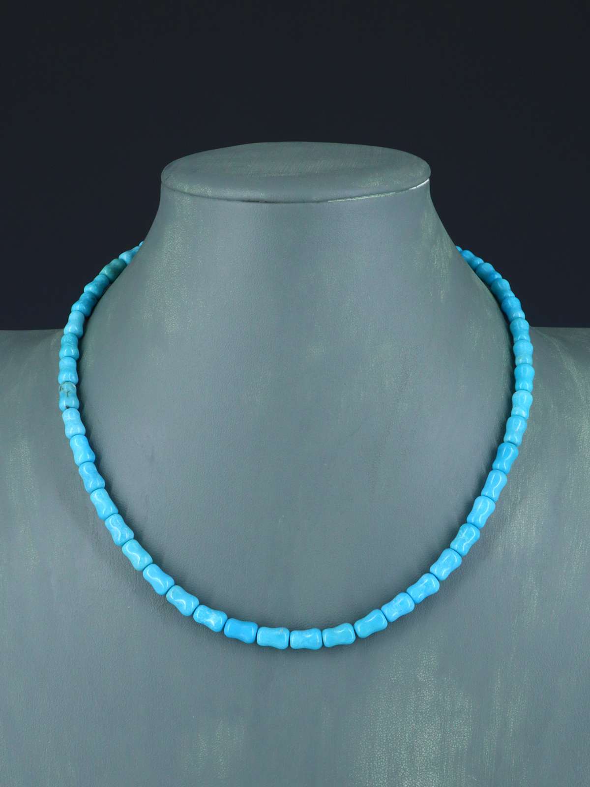 18" Single Strand Turquoise Bone Beads Necklace
