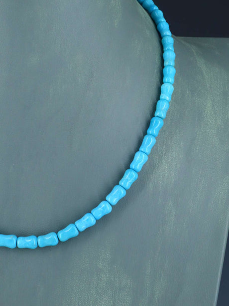 18" Single Strand Turquoise Bone Beads Necklace
