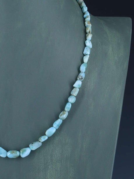 Navajo Single Strand Larimar Nugget Necklace