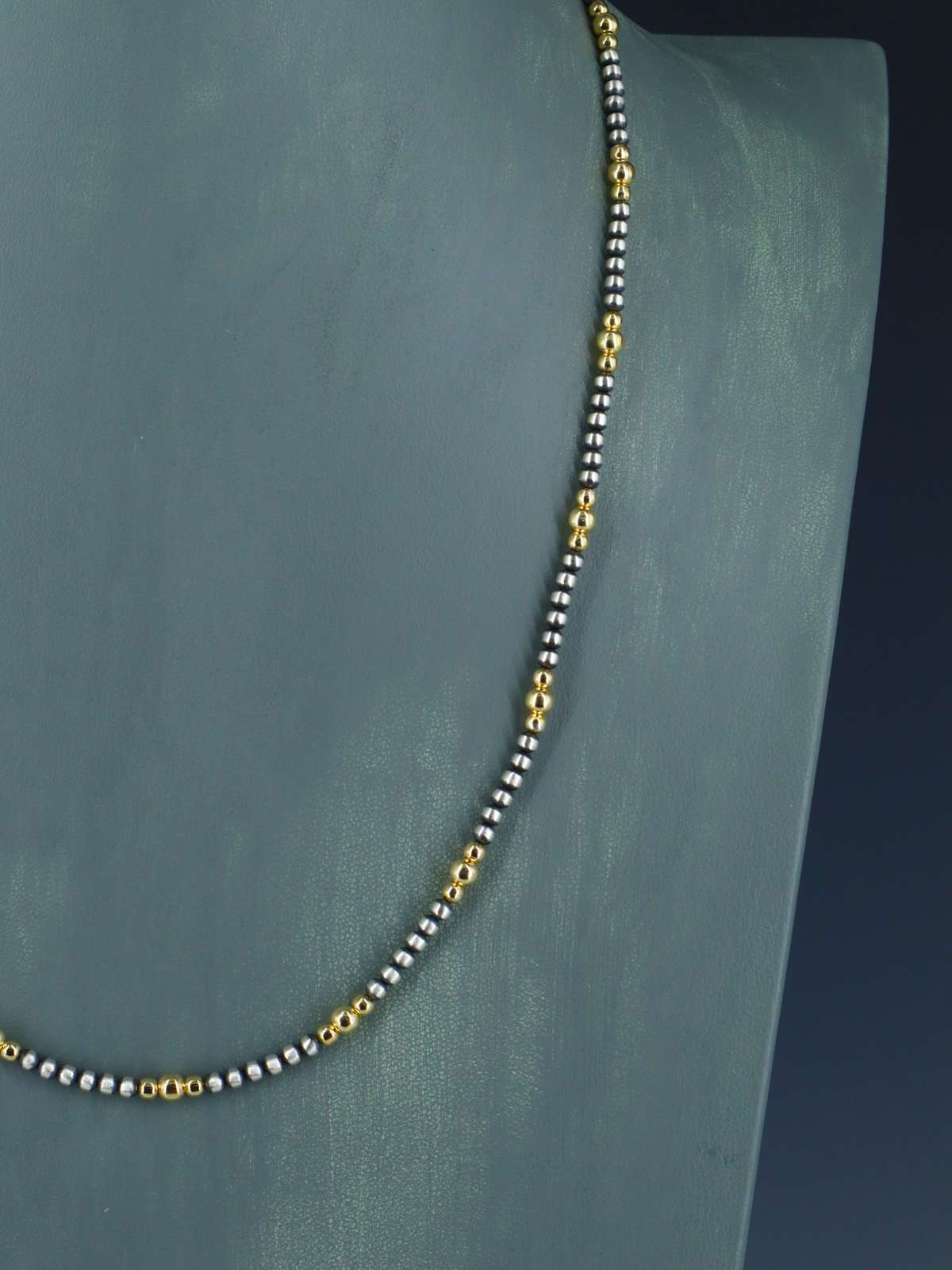 22" 18K Gold and Sterling Silver Beaded Necklace