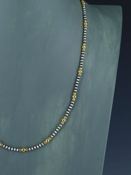 22" 18K Gold and Sterling Silver Beaded Necklace