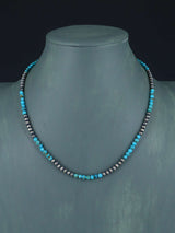 Collar de cuentas de plata y turquesa nativo americano