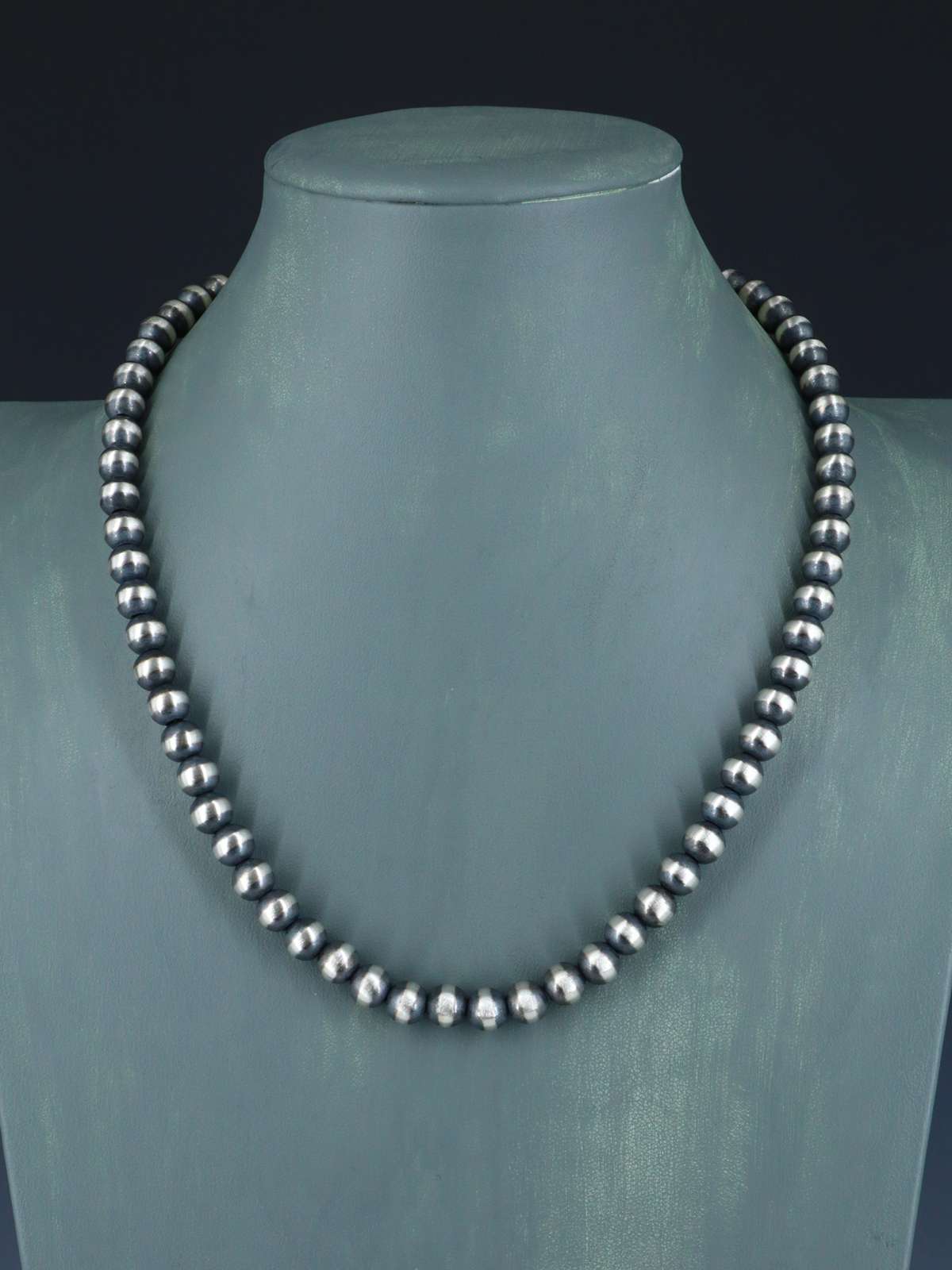 20" Navajo Jewelry Single Strand Sterling Silver Beaded Necklace - PuebloDirect.com
