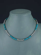 Collier amérindien de perles turquoise et argent