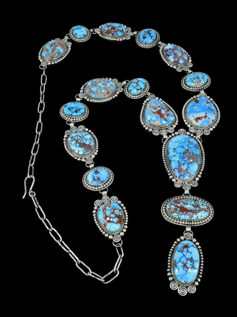 Native American Jewelry Golden Hill Turquoise Lariat Necklace - PuebloDirect.com