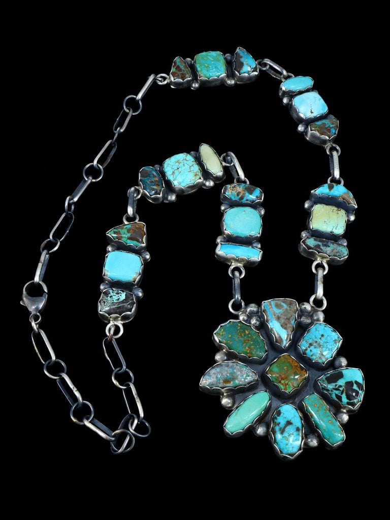 Natural Carico Turquoise Sterling Silver Necklace - PuebloDirect.com