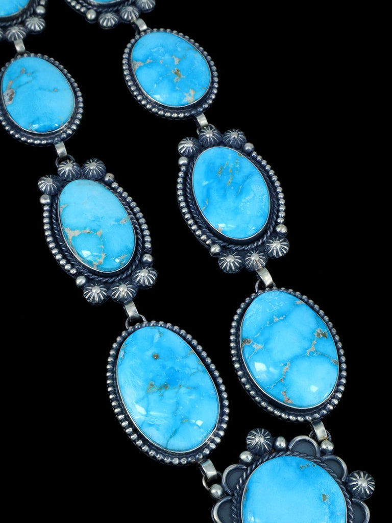 Native American Sterling Silver Blue Ridge Turquoise Lariat Necklace - PuebloDirect.com