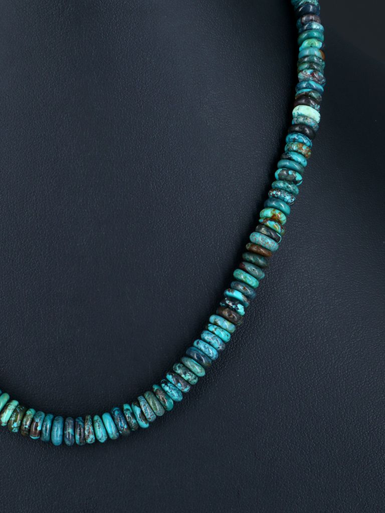 18" Native American Jewelry Single Strand Cloud Mountain Turquoise Necklace - PuebloDirect.com