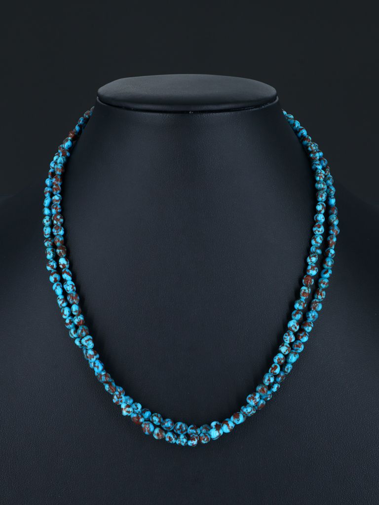 18" Native American Double Strand Egyptian Turquoise Necklace - PuebloDirect.com