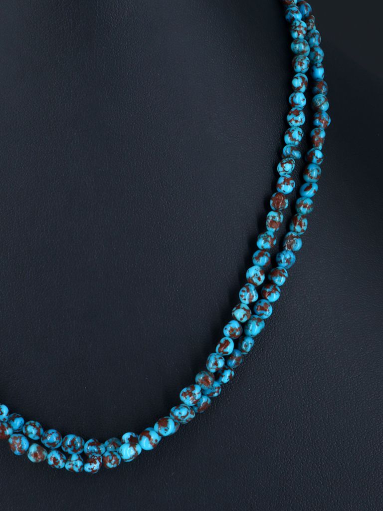 18" Native American Double Strand Egyptian Turquoise Necklace - PuebloDirect.com