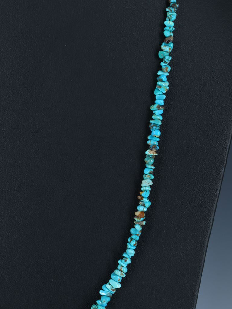 27" Native American Single Strand Carico Lake Turquoise Necklace - PuebloDirect.com