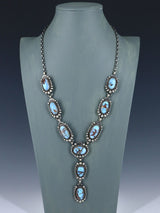 Native American Sterling Silver Golden Hill Turquoise Lariat Necklace Set - PuebloDirect.com