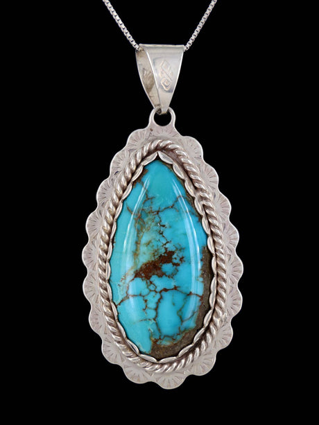 Estate Southwest Sterling Silver Turquoise Pendant P269 - PuebloDirect.com